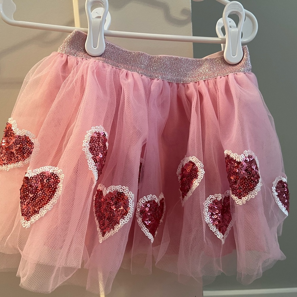 Angel Dear Pink Sequin Heart Skirt 2-4 year NWOT